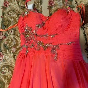 Elegant Coral Embellished Gown